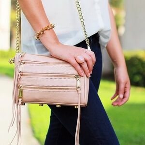 Authentic Rebecca Minkoff Mini MAC 3-Zip Crossbody Bag | Pink